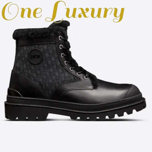 Replica Dior Unisex Dior Explorer Ankle Boot Black Smooth Calfskin Oblique Jacquard