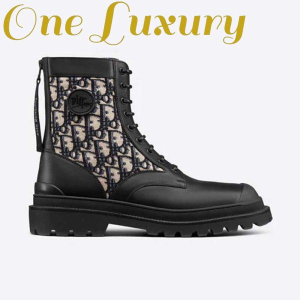 Replica Dior Unisex Dior Explorer Ankle Boot Dior Oblique Jacquard Black Smooth Calfskin