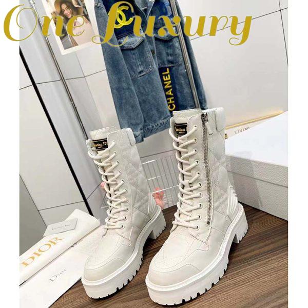 Replica Dior Women CD D-Leader Ankle Boot White Quilted Cannage Calfskin 7