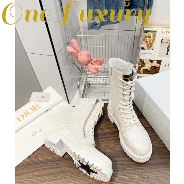 Replica Dior Women CD D-Leader Ankle Boot White Quilted Cannage Calfskin 8
