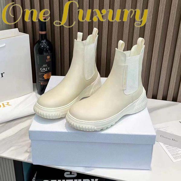 Replica Dior Women CD D-Racer Ankle Boot White Calfskin Front Rear Tabs 3
