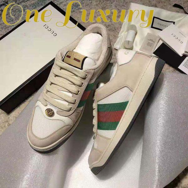 Replica Gucci GG Unisex Screener Leather Sneaker Off-White Leather White Nylon 3