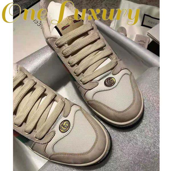 Replica Gucci GG Unisex Screener Leather Sneaker Off-White Leather White Nylon 8