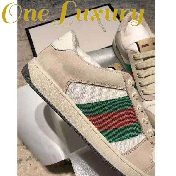 Replica Gucci GG Unisex Screener Leather Sneaker Off-White Leather White Nylon 9