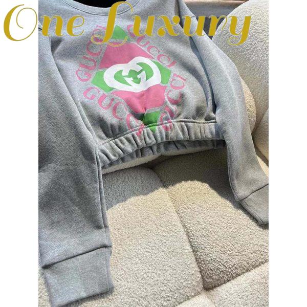Replica Gucci GG Women Cotton Jersey Sweatshirt Grey Heavy Felted Cotton Crewneck Long Sleeves 7