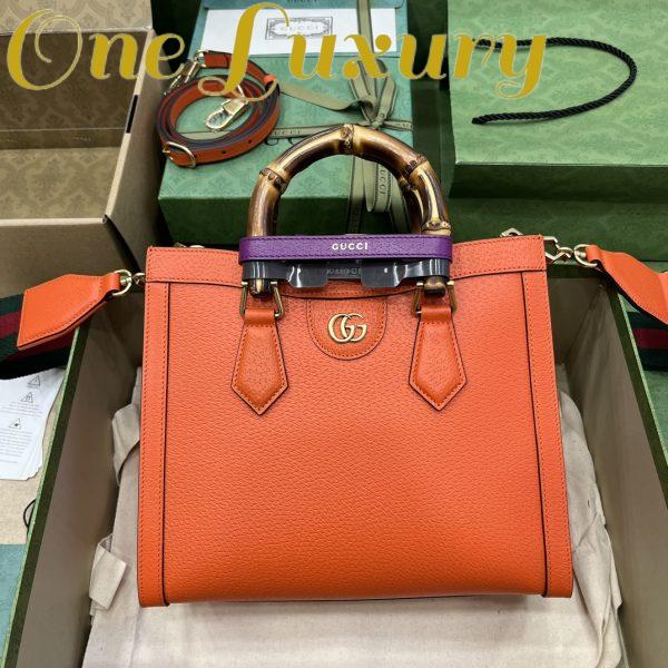 Replica Gucci Women GG Diana Small Tote Bag Orange Leather Double G 2