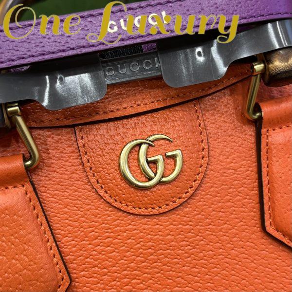Replica Gucci Women GG Diana Small Tote Bag Orange Leather Double G 10