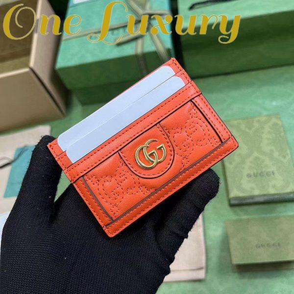 Replica Gucci Women GG Matelassé Card Case Orange Leather Double G Four Card Slots 2