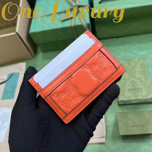 Replica Gucci Women GG Matelassé Card Case Orange Leather Double G Four Card Slots 4