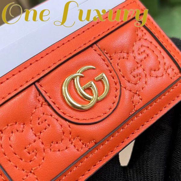 Replica Gucci Women GG Matelassé Card Case Orange Leather Double G Four Card Slots 6