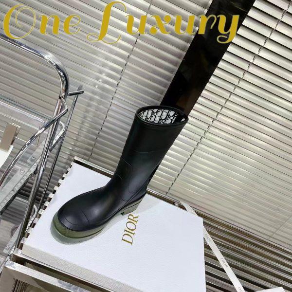 Replica Dior Women CD Diorunion Rain Boot Black Khaki Two-Tone Rubber Dior Union Motif 7