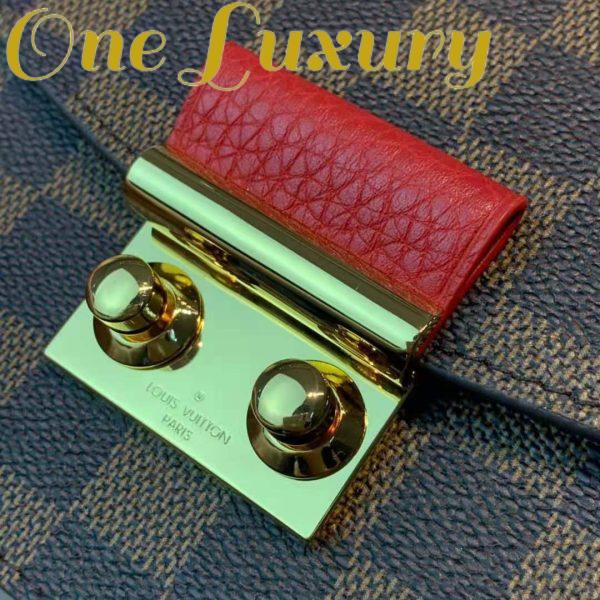 Replica Louis Vuitton LV Women Croisette Chain Wallet Scarlet Red Damier Ebene Coated Canvas 12