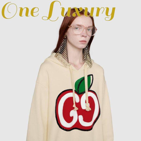Replica Gucci Women Hooded Dress with GG Apple Print White Organic Cotton Jersey 7
