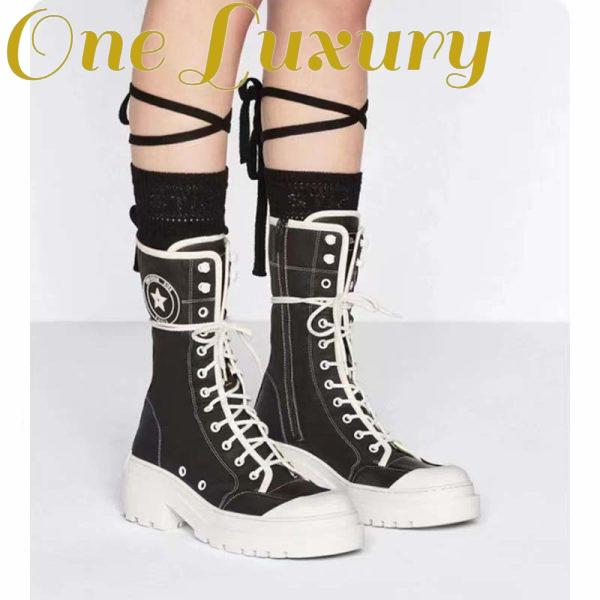Replica Dior Women CD Shoes D-Rise Boot Black Technical Fabric Calfskin 21.5 cm High 13