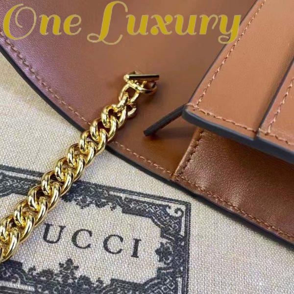 Replica Gucci Women GG Matelassé Chain Wallet Brown Leather Double G Chain Strap 9