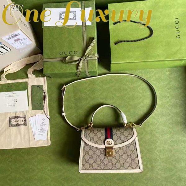 Replica Gucci Women Ophidia Small Top Handle Bag Beige Ebony GG Supreme Canvas 4