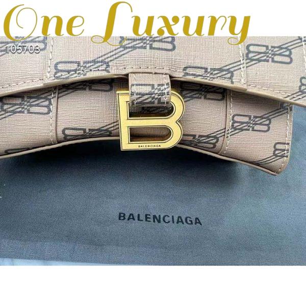 Replica Balenciaga Women Hourglass XS Handbag Beige Brown BB Monogram Coated Canvas 9