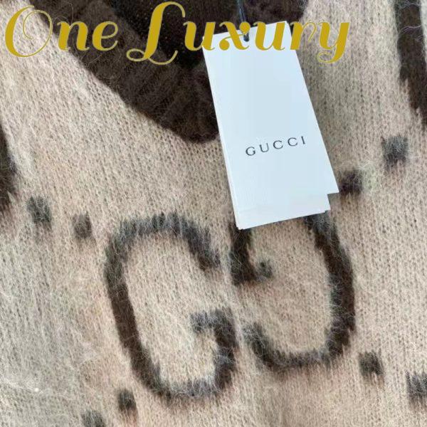 Replica Gucci Men GG Mohair Wool V-Neck Sweater Beige Brown 9