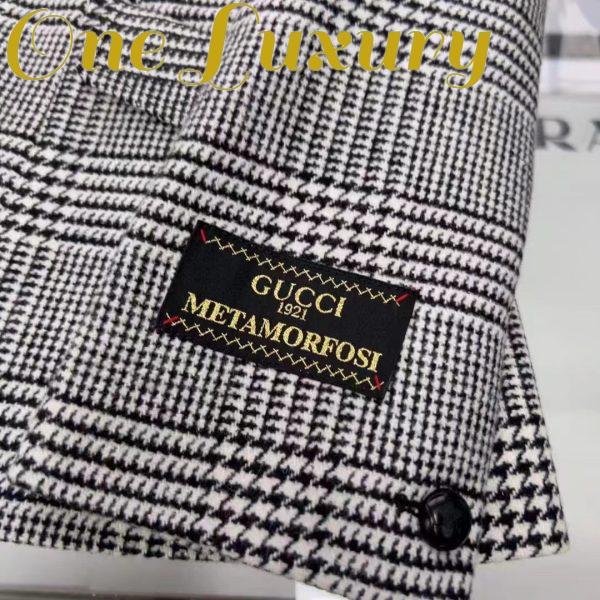 Replica Gucci Men GG Prince Wales Check Jacket Black White Long Sleeves Flap Pockets 10