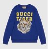Replica Gucci Men GG Tiger Hooded Sweatshirt Ivory Felted Cotton Jersey Fixed Hood 13