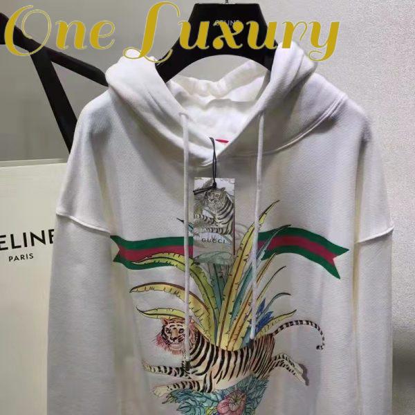 Replica Gucci Men GG Tiger Hooded Sweatshirt Ivory Felted Cotton Jersey Fixed Hood 6