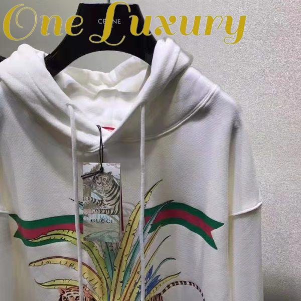 Replica Gucci Men GG Tiger Hooded Sweatshirt Ivory Felted Cotton Jersey Fixed Hood 7