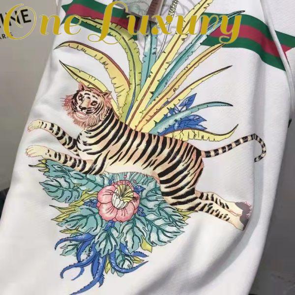 Replica Gucci Men GG Tiger Hooded Sweatshirt Ivory Felted Cotton Jersey Fixed Hood 9