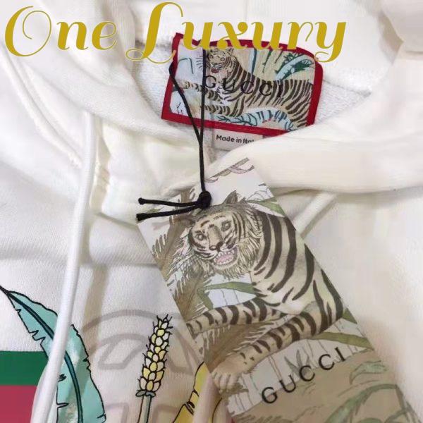 Replica Gucci Men GG Tiger Hooded Sweatshirt Ivory Felted Cotton Jersey Fixed Hood 10