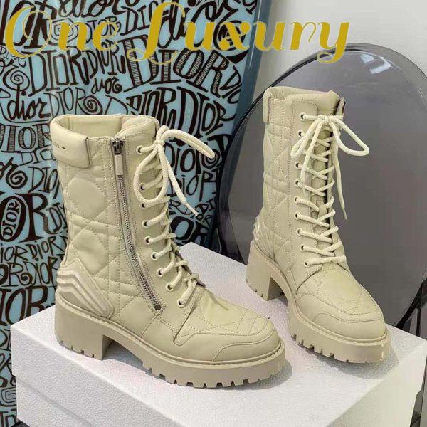 Replica Dior Women D-Leader Ankle Boot White Quilted Cannage Calfskin 3