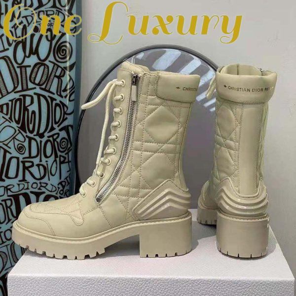 Replica Dior Women D-Leader Ankle Boot White Quilted Cannage Calfskin 7