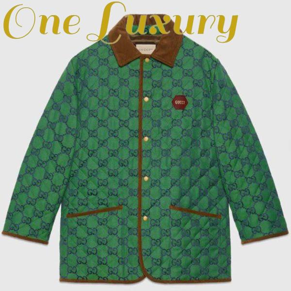 Replica Gucci Men Gucci 100 Quilted GG Jacket Green Blue Quilted GG Canvas