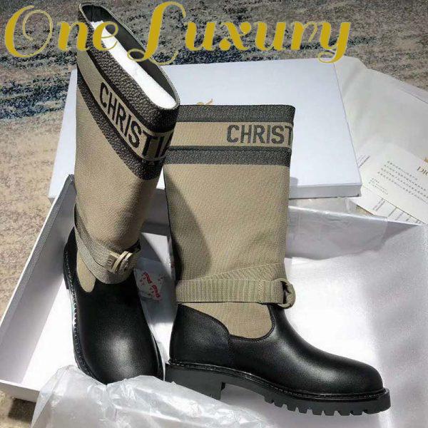 Replica Dior Women D-Major Boot Taupe and Black Technical Fabric and Calfskin 3