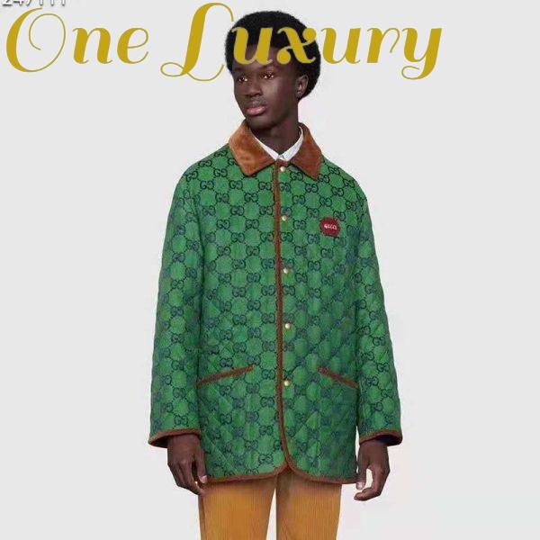 Replica Gucci Men Gucci 100 Quilted GG Jacket Green Blue Quilted GG Canvas 11