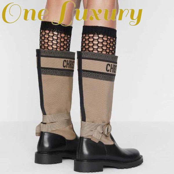 Replica Dior Women D-Major Boot Taupe and Black Technical Fabric and Calfskin 10