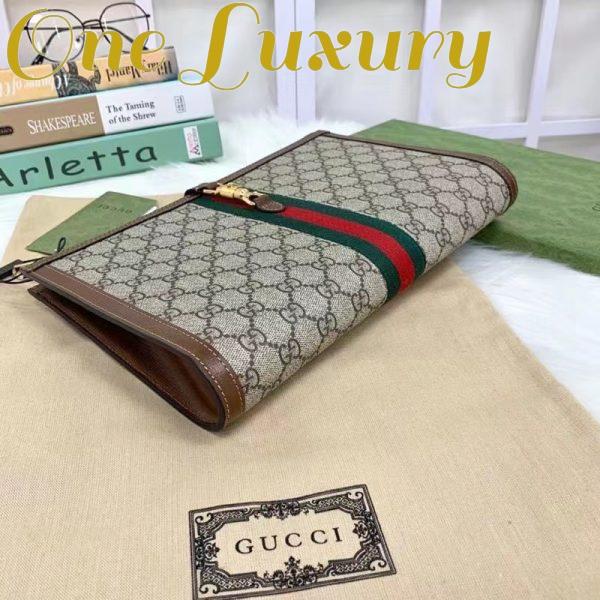Replica Gucci Unisex GG Jackie 1961 Pouch Beige Ebony GG Supreme Canvas Zipper Closure 8