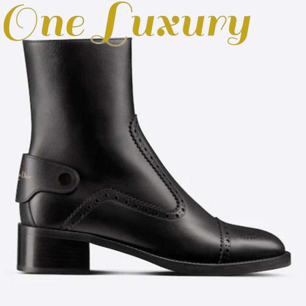 Replica Dior Women Shoes CD D-Folk Heeled Ankle Boot Black Perforated Calfskin 4.5 Cm Heel 2