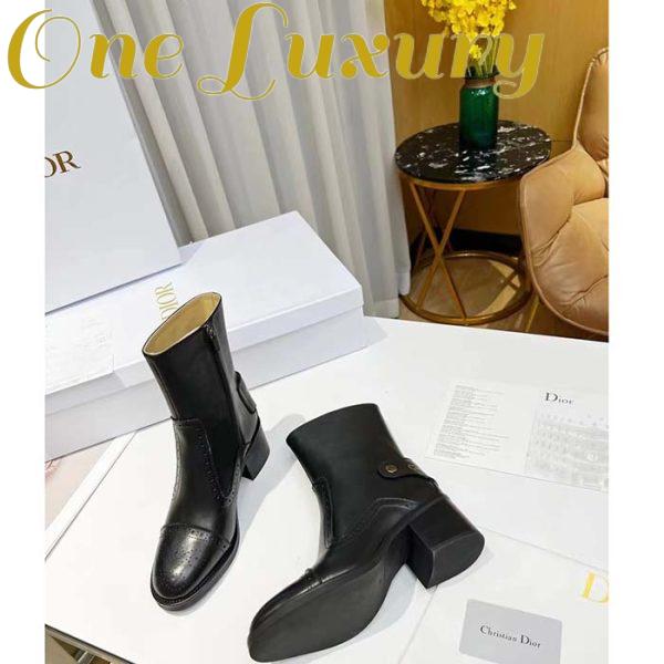 Replica Dior Women Shoes CD D-Folk Heeled Ankle Boot Black Perforated Calfskin 4.5 Cm Heel 5