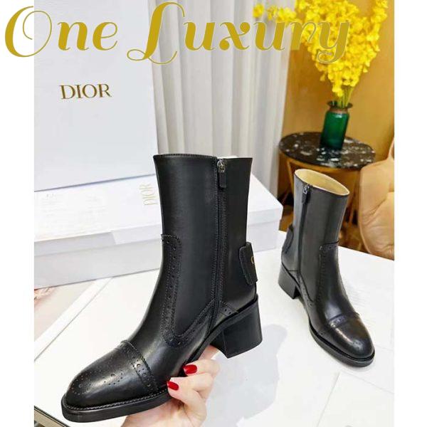 Replica Dior Women Shoes CD D-Folk Heeled Ankle Boot Black Perforated Calfskin 4.5 Cm Heel 7