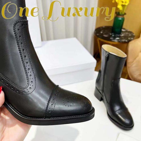 Replica Dior Women Shoes CD D-Folk Heeled Ankle Boot Black Perforated Calfskin 4.5 Cm Heel 8