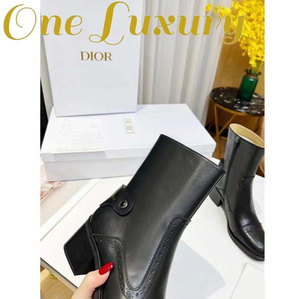 Replica Dior Women Shoes CD D-Folk Heeled Ankle Boot Black Perforated Calfskin 4.5 Cm Heel 10
