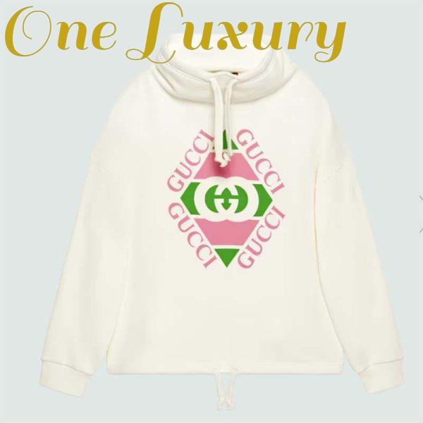 Replica Gucci Women GG Vintage Logo Cotton Sweatshirt White Heavy Felted Jersey