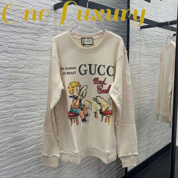 Replica Gucci Women Gucci ‘Mad Cookies’ Print Sweatshirt Cotton Jersey Crewneck-White 3