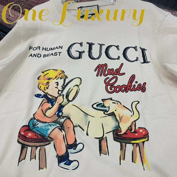 Replica Gucci Women Gucci ‘Mad Cookies’ Print Sweatshirt Cotton Jersey Crewneck-White 5