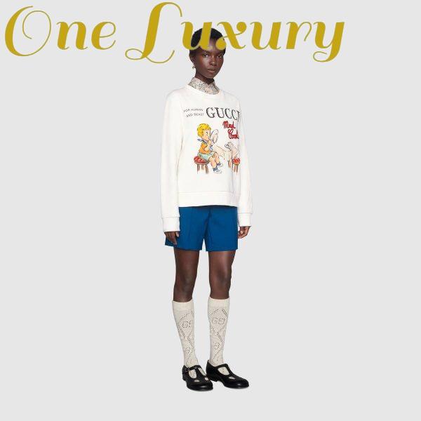 Replica Gucci Women Gucci ‘Mad Cookies’ Print Sweatshirt Cotton Jersey Crewneck-White 6