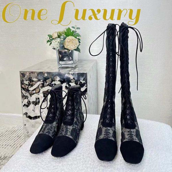 Replica Dior Women Shoes CD Naughtily-D Boot Black Transparent Mesh Suede Embroidered Roses 8