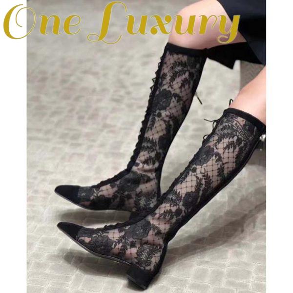 Replica Dior Women Shoes CD Naughtily-D Boot Black Transparent Mesh Suede Embroidered Roses 18