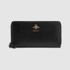 Replica Gucci GG Unisex Animalier Leather Zip Around Wallet in Black Leather