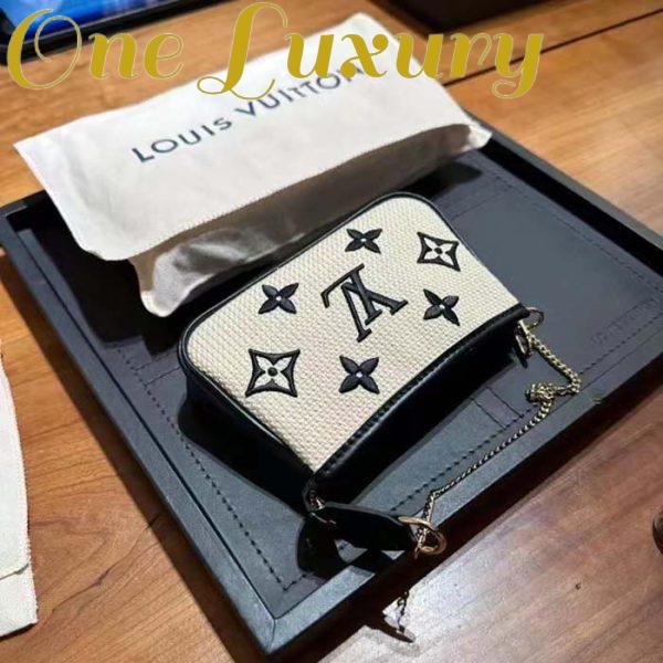 Replica Louis Vuitton Unisex Mini Pochette Accessoires Black Lotus Cotton Cowhide Zip Closure 6