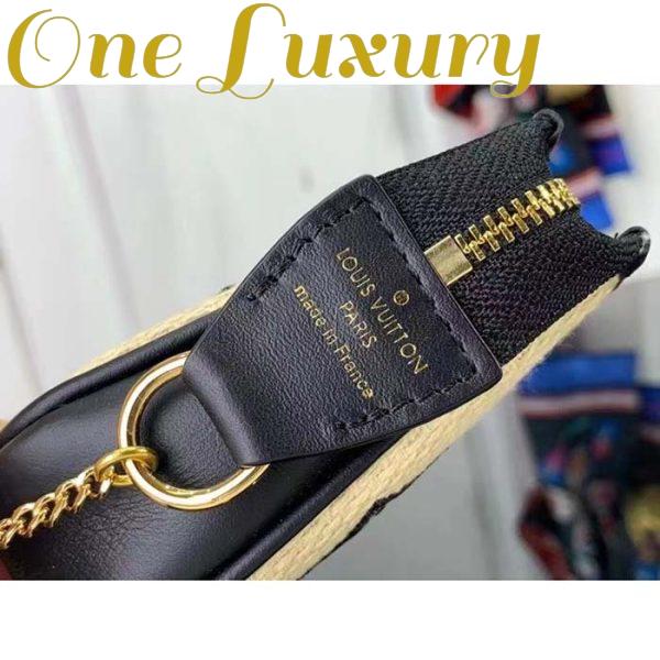 Replica Louis Vuitton Unisex Mini Pochette Accessoires Black Lotus Cotton Cowhide Zip Closure 12