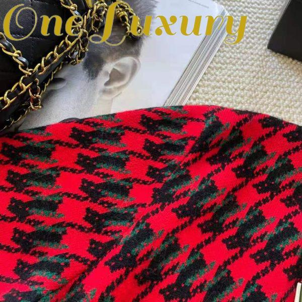 Replica Gucci Women Houndstooth Wool Cropped Sweater Crew Neck Cropped Shape Red and Black 9